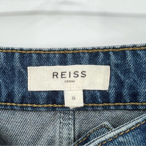 Reiss Myla Denim Midi Skirt In Mid Blue Size 8 - Picture 3 of 12